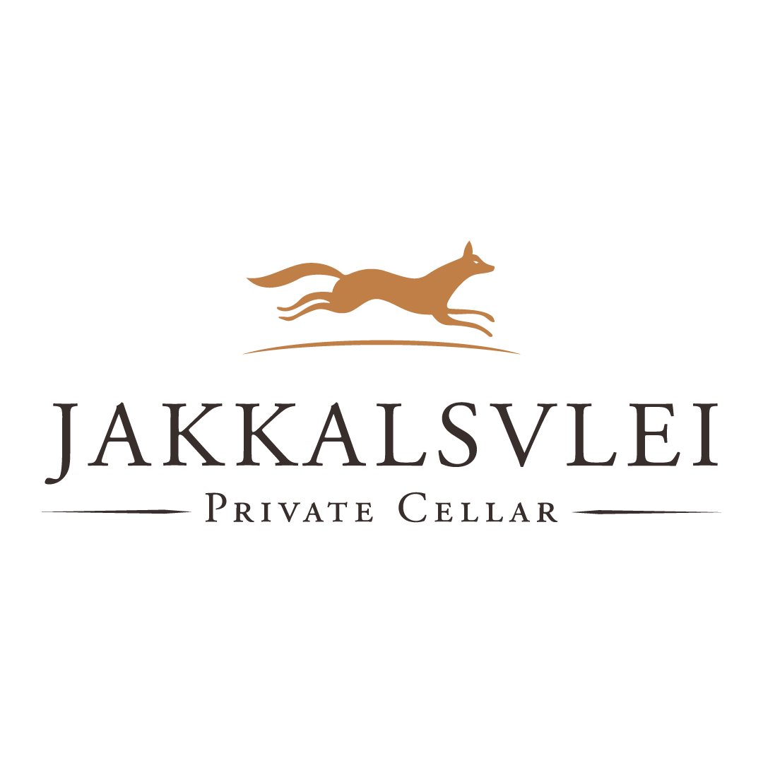 A logo featuring a stylized running animal accompanied by the text "JAKKALSVLEI PRIVATE CELLAR."